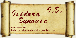 Isidora Dunović vizit kartica